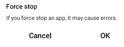 Step 5, Confirm Force Stop